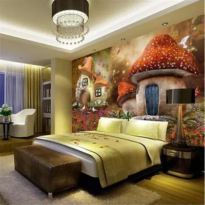 Beibehang пользовательские обои 3D фото фрески сказочный мир гриб дом  Детская комната спальня ТВ фон обои 3d фрески - купить по выгодной цене |  AliExpress