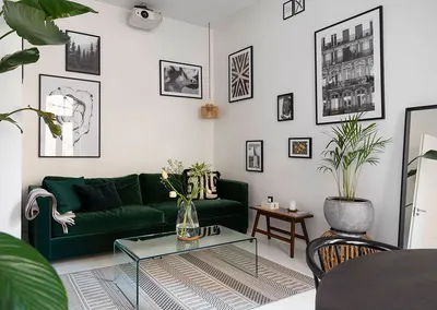 Белый интерьер маленькой квартиры с экзотическими нотками в Швеции (41 кв. м)  〛 ◾ Фото ◾ Идеи ◾ Дизайн