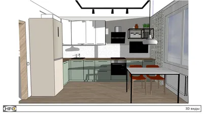 Кухня 13 кв.м. Стоимость проекта 5000.- | Дизайн интерьера HFC426 | Дзен