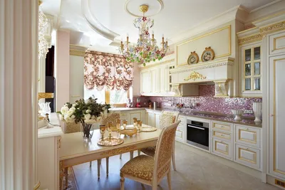 Кухня-столовая в стиле барокко - дизайн интерьера
