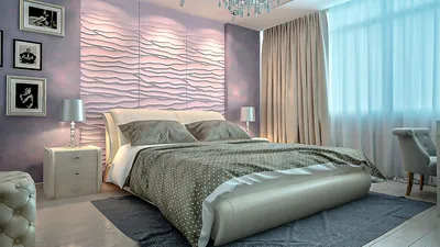 3Д панели в интерьере спальни: гипсовые, деревянные