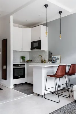 Compact studio apartment in Stockholm (26 sqm) 〛◾ Photos ◾ Ideas ◾ Design |  Кухня в квартире-студии, Кухня в квартире, Н ебольшие кухни
