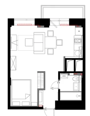 Квартира-студия 33 кв. м: дизайн, планировка