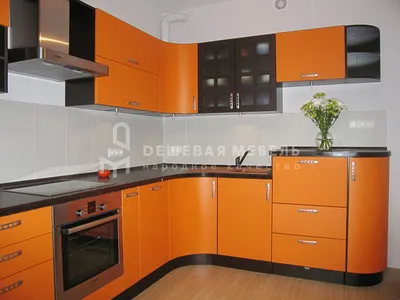 Современная кухня \"Корнер арт.33\" оранжевого цвета