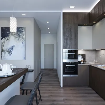 Дизайн однокомнатной квартиры с отдельной кухней - 60 фото