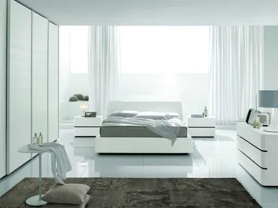 Спальня белый глянец - 72 фото