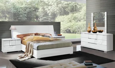 Белый спальный гарнитур в современном стиле (64 фото)