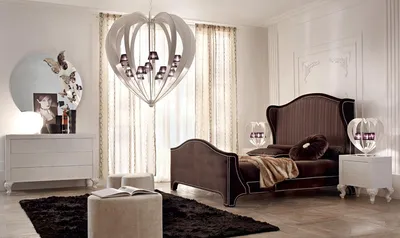 Спальня - dlf/015. Белая глянцевая спальня с бархатной кроватью цвета мокко  от фабрики Dolfi