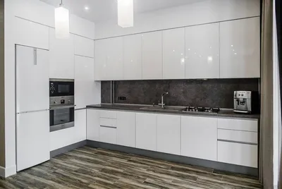 Встроенная глянцевая белая кухня | АК-Мебель