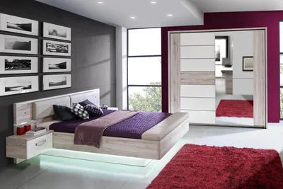 Dolce Oak White - спальня в цветах светлого дуба и белого глянца -  Европейская Мебель в Израиле по доступным ценам.