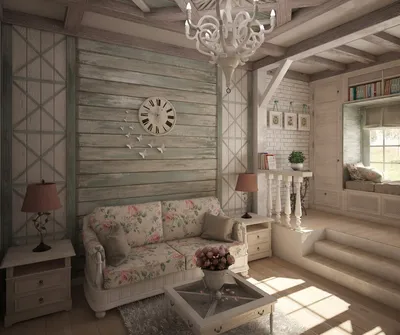 Интерьер деревянного дома в стиле Прованс - 70 фото