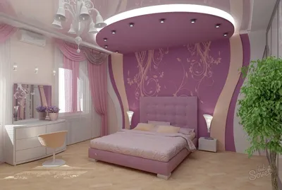 Потолок из гипсокартона в спальне + фото, видео
