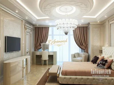 Роскошный интерьер спальни в Дубае