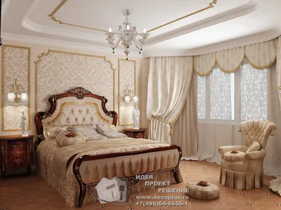 Спальня в классическом стиле дизайн фото » Дизайн 2021 года - новые идеи и  примеры работ