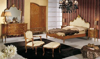 Темная мебель для спальни в классическом стиле