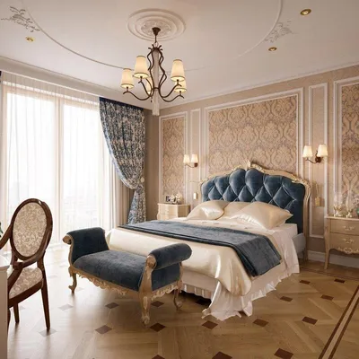Интерьер спальни в классическом стиле - 75 фото
