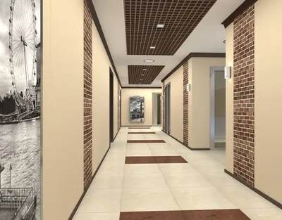 Дизайн коридора в офисе - 69 фото