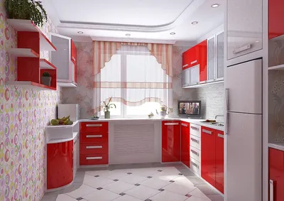 Красная кухня в хрущевке (58 фото)