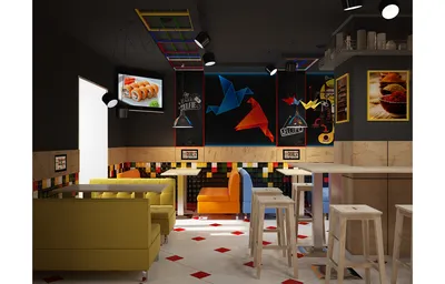 Дизайн кафе СушиФабрика в Симферополе- дизайнер Ирина Грищенко