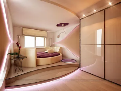 Розовая спальня с круглой кроватью (Дизайн-студия Малина) — Диванди