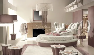 Спальня - alm/438. Бело-розовая спальня с большой круглой кроватью от  фабрики Alta Moda
