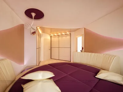 Розовая спальня с круглой кроватью (Дизайн-студия Малина) — Диванди