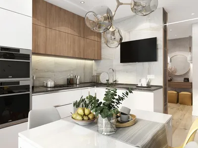 Белая кухня в скандинавском стиле | Кухня-гостиная с камином, Кухня,  Современные белые кухни