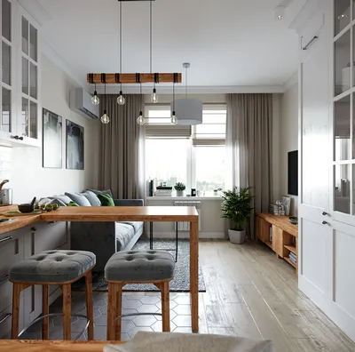 Кухня гостиная в скандинавском стиле в проекте двухкомнатной квартиры. |  Интерьер, Небольшие гостиные, Дизайн дома