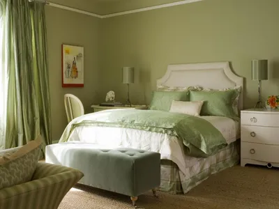Фисташковый цвет в интерьере спальни - 76 фото