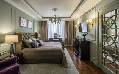 Фото интерьера спальни квартиры в стиле неоклассика | Дизайн хозяйской  спальни, Дизайн спален, Интерьер