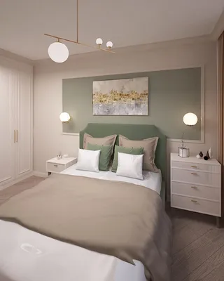 Оливковый цвет стен в спальне (35 фото)