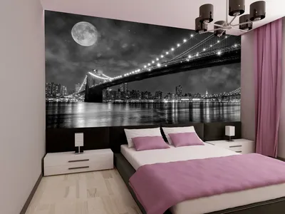 Оформление стен в спальне: дизайн с 3д обоями, фотообоями, росписью и  светильниками