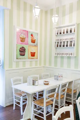 Многообразие полосатых стен. | Полосатые стены, Декор пекарни,  Художественное оформление магазина кофе