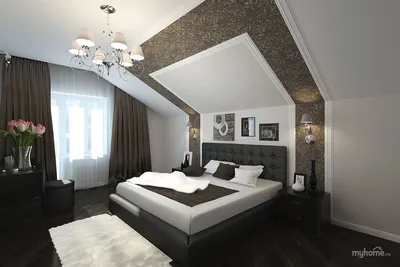 Картинки по запросу спальня со скошенным потолком | Спальня в мансарде  дизайн, Главные спальни, Роскошные спальни