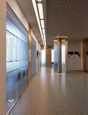 Дизайн лифтовых холлов офисного центра компании «PERCO»