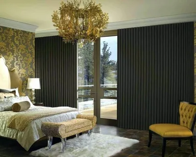 Черные вертикальные жалюзи для дизайна спальни в стиле Ампир