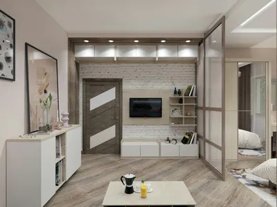 Зонирование и дизайн интерьера жилой комнаты (гостиной-спальни) в  однокомнатной квартире. | Маленькая квартира-студия. Дизайн интерьера