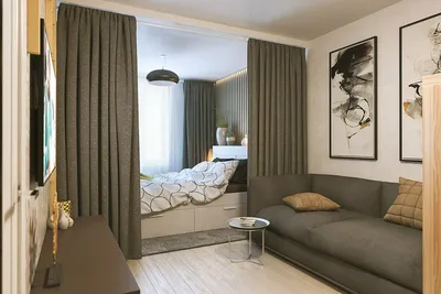 Зонирование однокомнатной квартиры на спальню и гостиную, современные идеи,  как отделить спальную зону, разделить на 2 части комнатуВарианты планировки  и дизайна