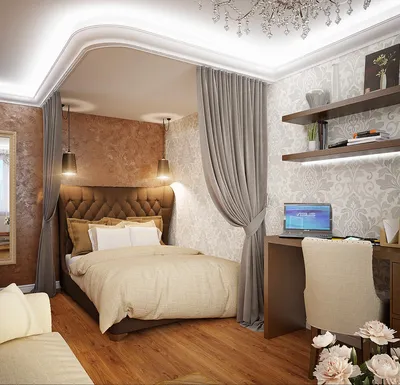 Спальня-гостиная 20 кв. м: дизайн, зонирование совмещенных помещений в  одной комнате, интерьер, перегородки, проекты