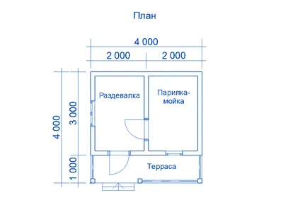 Проект бани из бруса Б4 4x4 метра (14м2). Строительство в СПб.