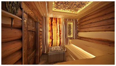 806C Проект бани, из дерева, из бревен, с террасой, с гостевой спальней,  вдоль границы участка: цена | Купить готовый проект с фото и планировкой