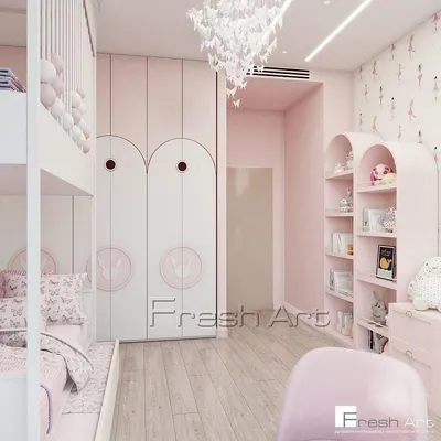 Дизайн светлой детской комнаты для девочки. Фото 2015