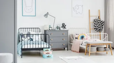 Дизайн детской для двоих детей | заказать в СПб | дизайн интерьера детской  комнаты с двумя кроватями