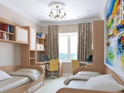 Дизайн детской для двоих детей | заказать в СПб | дизайн интерьера детской  комнаты с двумя кроватями