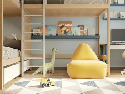 Детская комната для троих разнополых детей: дизайн для мальчишек и девочек  - 26 фото