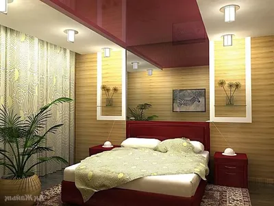 Натяжной потолок в маленькой спальне фото » Картинки и фотографии дизайна  квартир, домов, коттеджей