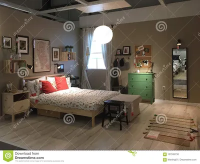 Современный дизайн спальни на магазине IKEA Редакционное Изображение -  изображение насчитывающей задает, самомоднейше: 107535730