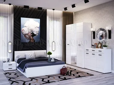 Спальня Нэнси New МДФ Белый глянец холодный купить в Красноярске недорого в  интернет магазине «Мебель-РУМиК»