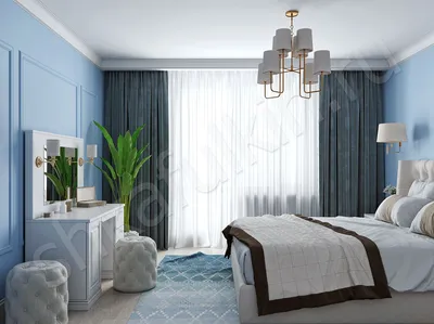 Светлая спальня с белой белью. В интерьере сочетается голубой и белый цвет.  Классический дизайн интерьера. | Дизайн дома, Спальня, Для дома