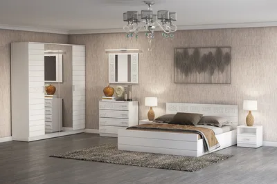 Купить модульную спальню Афина (Белый/Белый глянец) в Хабаровске в  интернет-магазине мебели